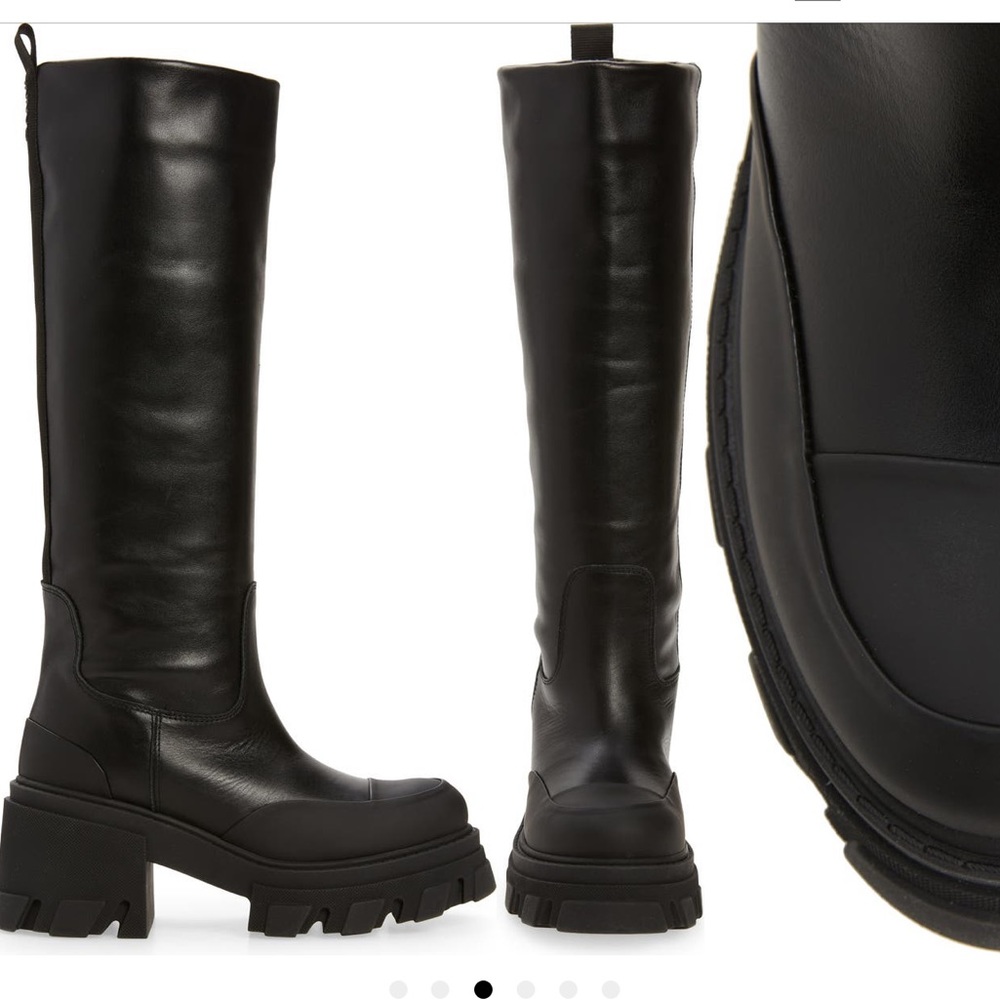Ganni Tubular leather knee high platform boot